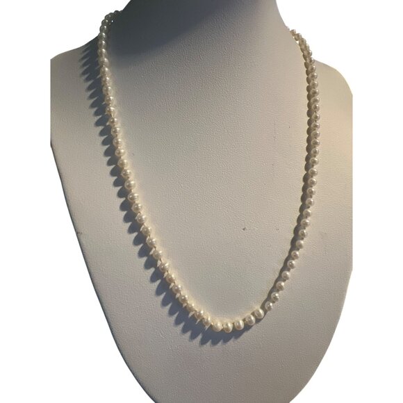 Vintage 14kt 585 Gold Pearl Necklace Choker Collar Knotted 16" Estate 6.86g - Picture 1 of 5